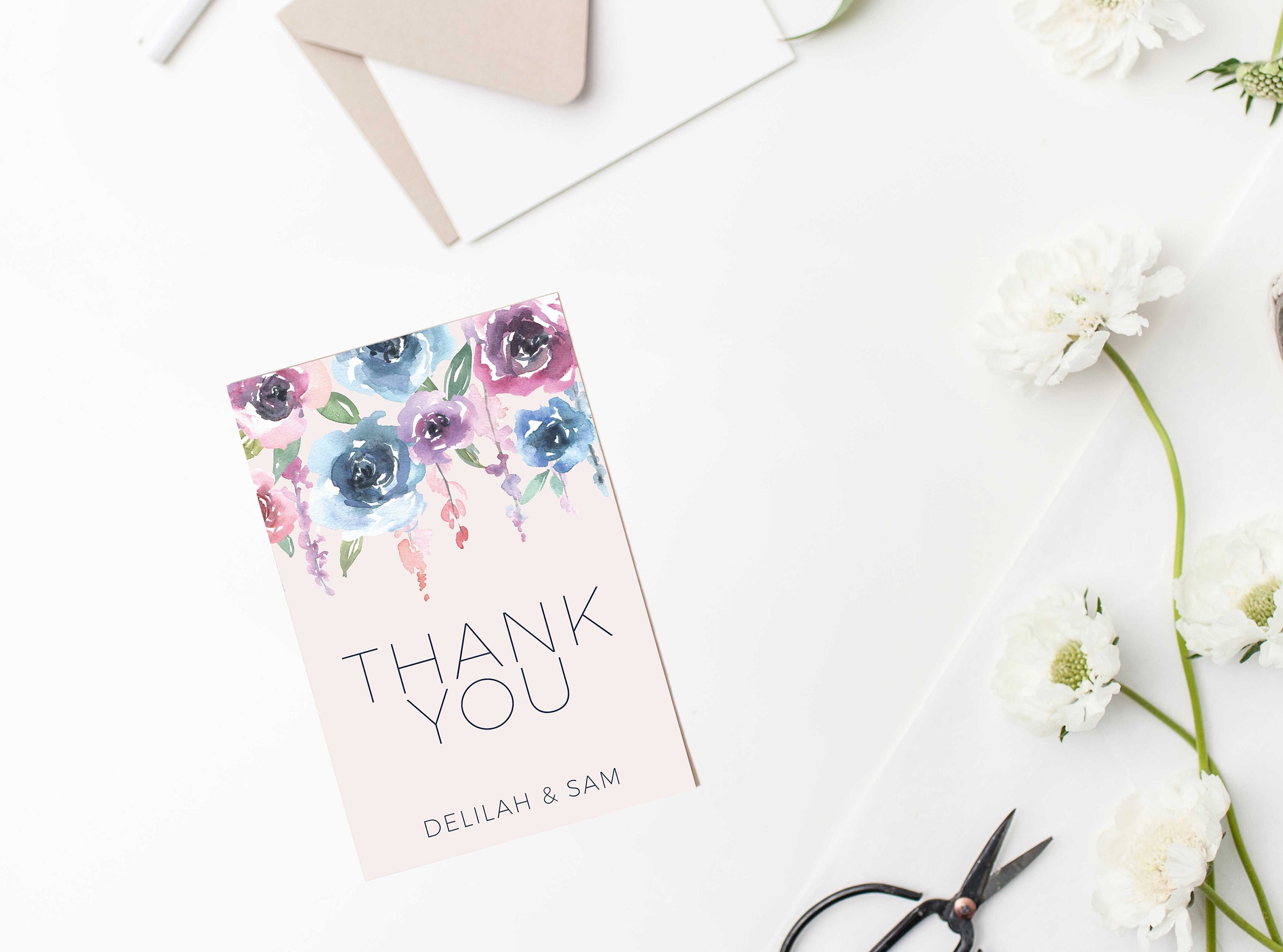 Floral Thank You Card INSTANT DOWNLOAD Personalised Thank You - Etsy