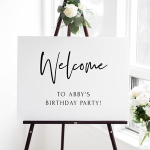 Modèle modifiable de plaque de bienvenue, script minimaliste moderne pour anniversaire, mariage, douche nuptiale, entrée, affiche imprimable, téléchargement immédiat, Z135