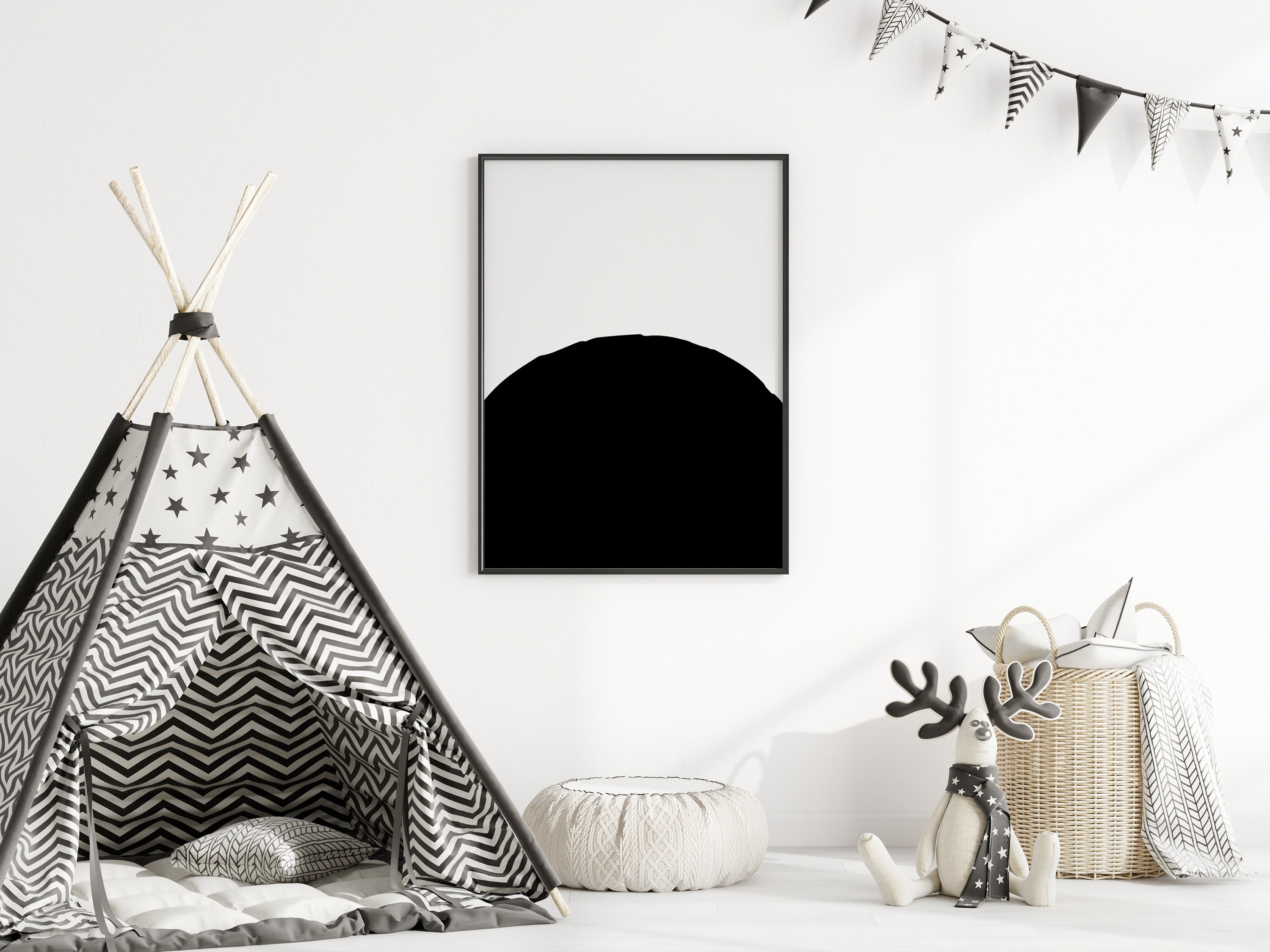 Modern Minimalist Wall Art Print, Monochrome Black & White Instant ...
