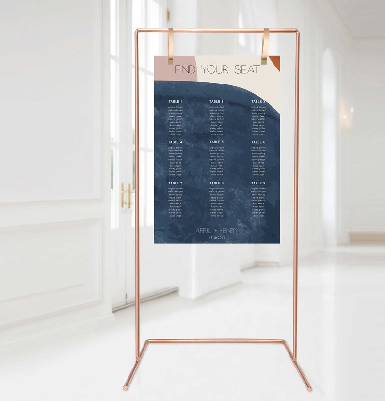 Seating Chart Editable Template, Printable Instant Download Modern Boho ...