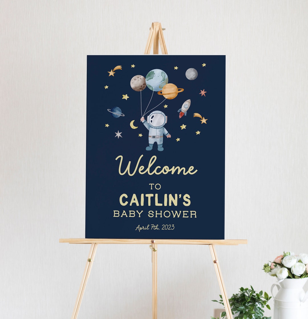 Editable Outer Space Baby Shower Sign Space Baby Shower Decor