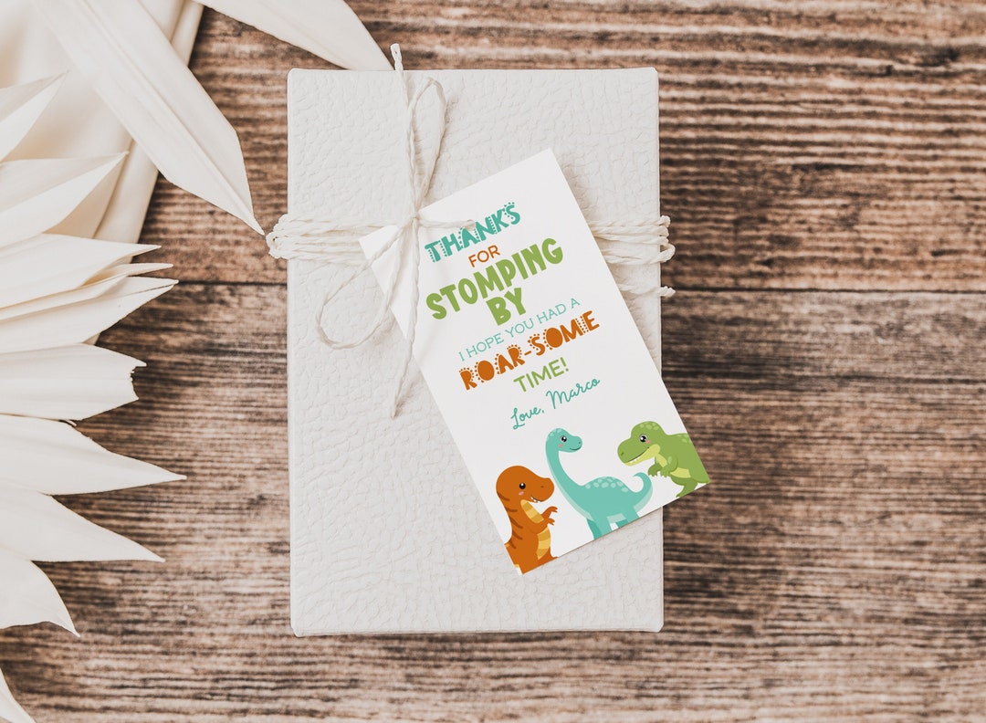 Editable Dinosaur Favor Tags, Thank You for Stomping by Printable Thank ...