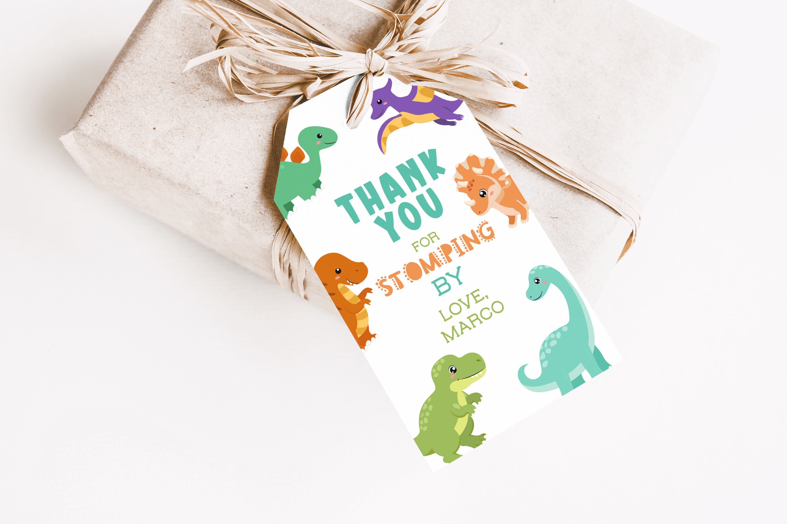 Editable Dinosaur Favor Tags Gift Tag, Thank You for Stomping by