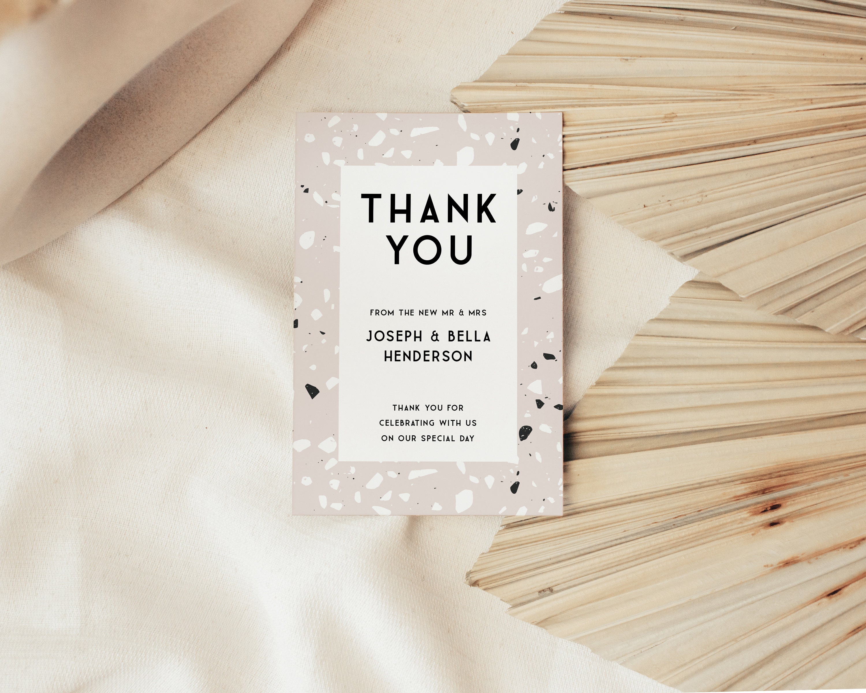Terrazzo Thank You Card Template, Printable Thank You Card, Instant ...