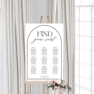 Editable Seating Chart Poster Template - Modern Minimalist Arch Design ...