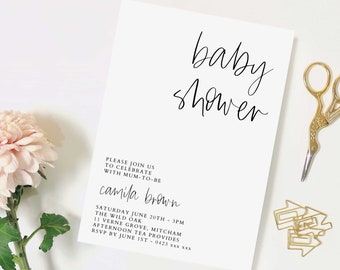 Moderne Baby Shower Einladung SOFORT DOWNLOAD Vorlage Minimalistische Baby Shower Einladung Einfache Baby Shower lädt Oh Baby Invite B63