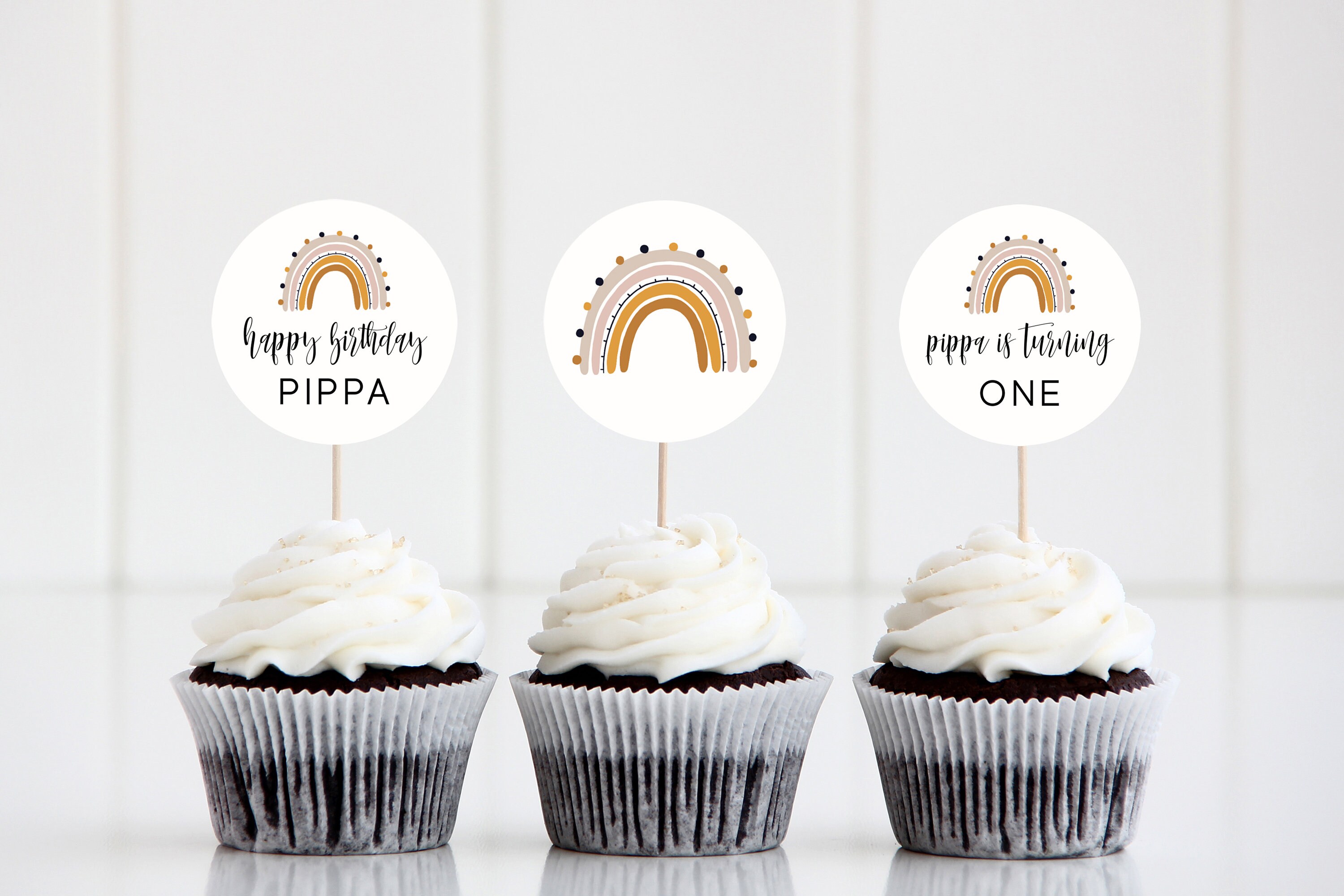 Editable Cupcake Toppers, Printable Rainbow Cupcake Topper Template ...