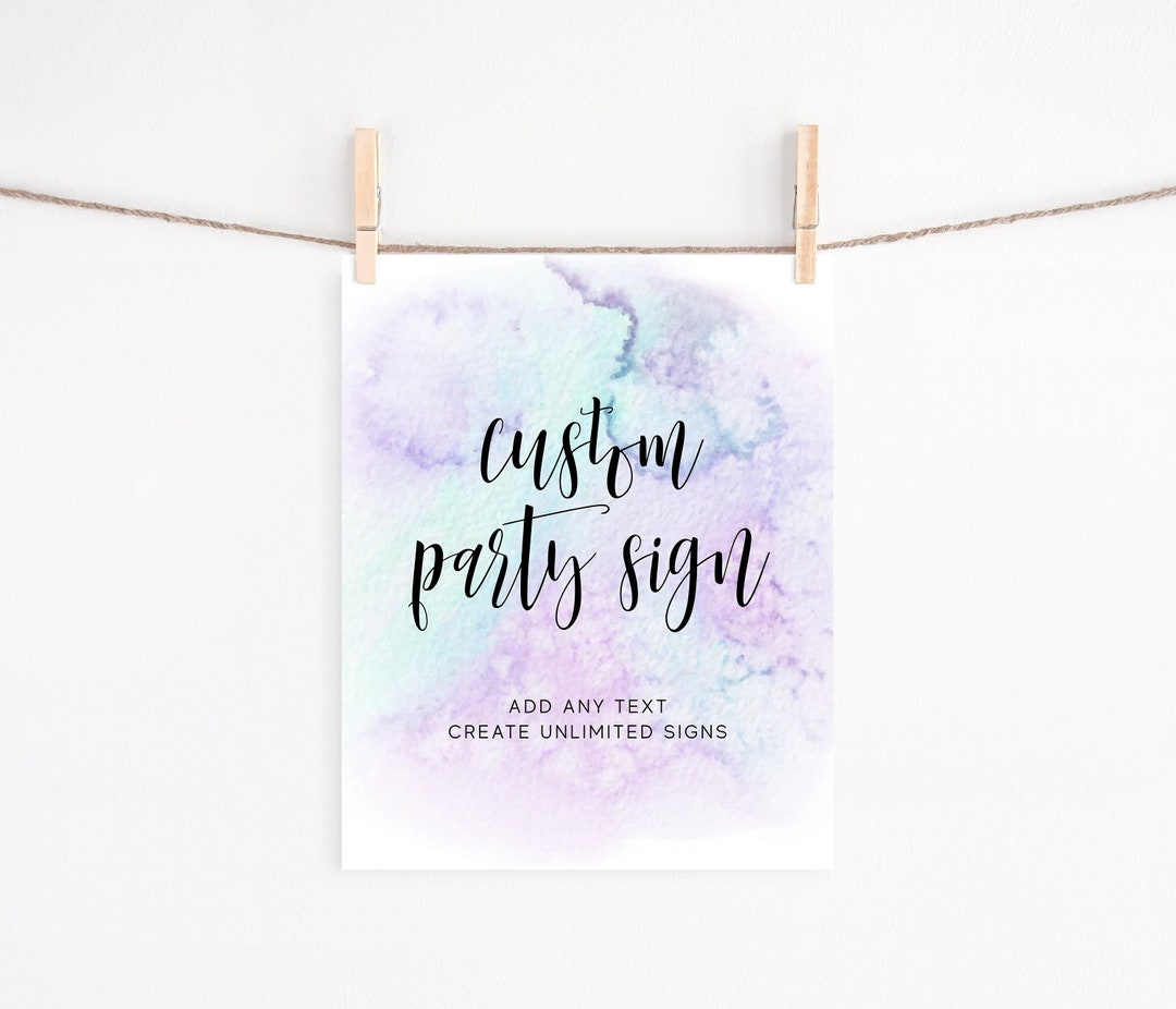 Rainbow Custom Party Sign INSTANT DOWNLOAD Printable Birthday Party ...
