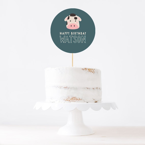 cow cake toppers instant download printable template kids cake etsy
