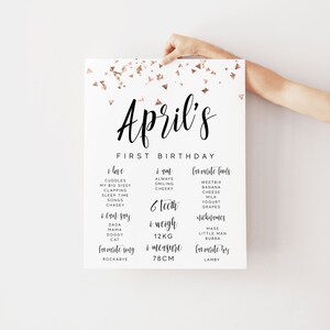 Minimal First Birthday Milestone Board Template, Minimalist Milestone Board, Baby Milestone Board, Modern Milestone Poster Instant DIY Z4