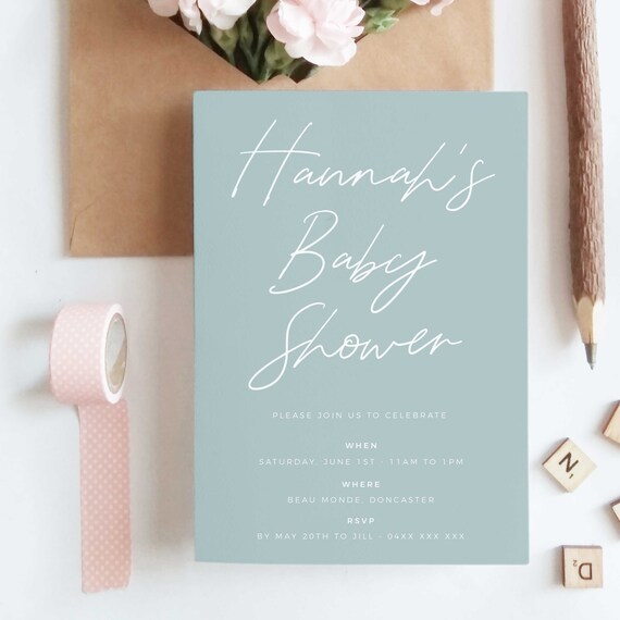 Blue Baby Shower Invitation INSTANT DOWNLOAD Template Etsy