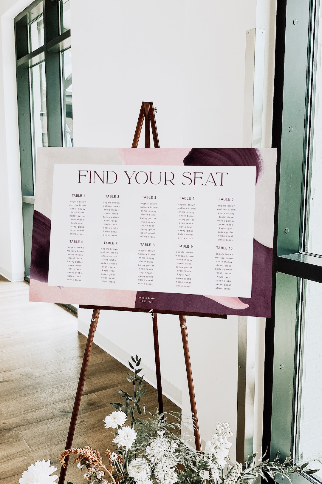 Wedding Seating Chart Editable Template, Printable Instant Download ...