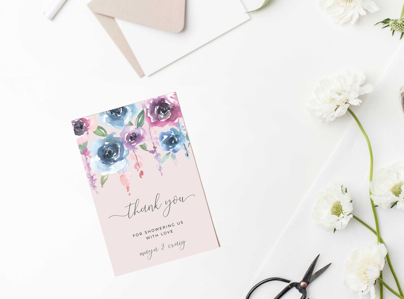 Floral Thank You Card INSTANT DOWNLOAD Personalised Thank You | Etsy