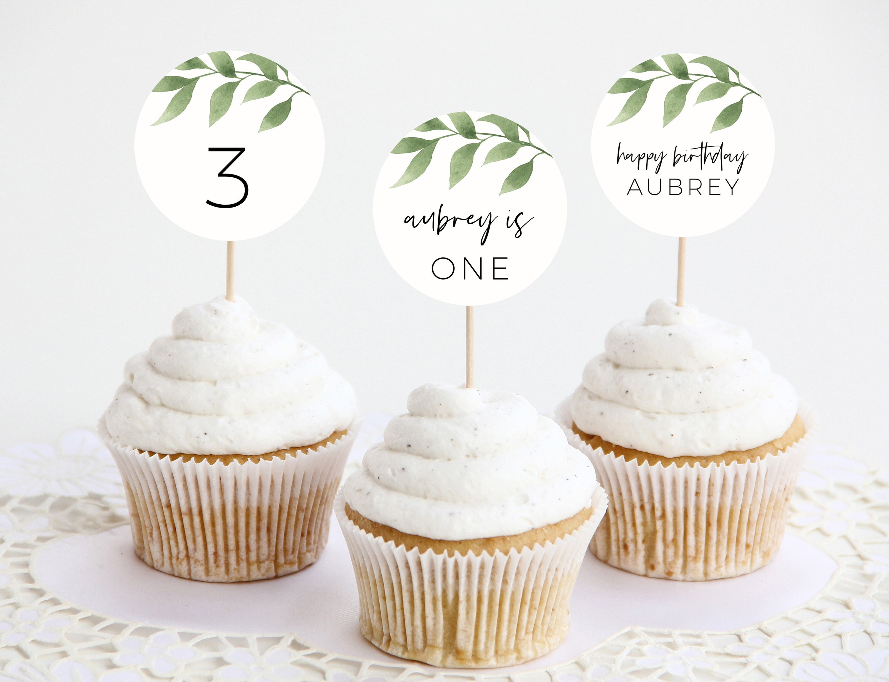 Editable Cupcake Toppers Printable Greenery Cupcake Topper - Etsy Australia