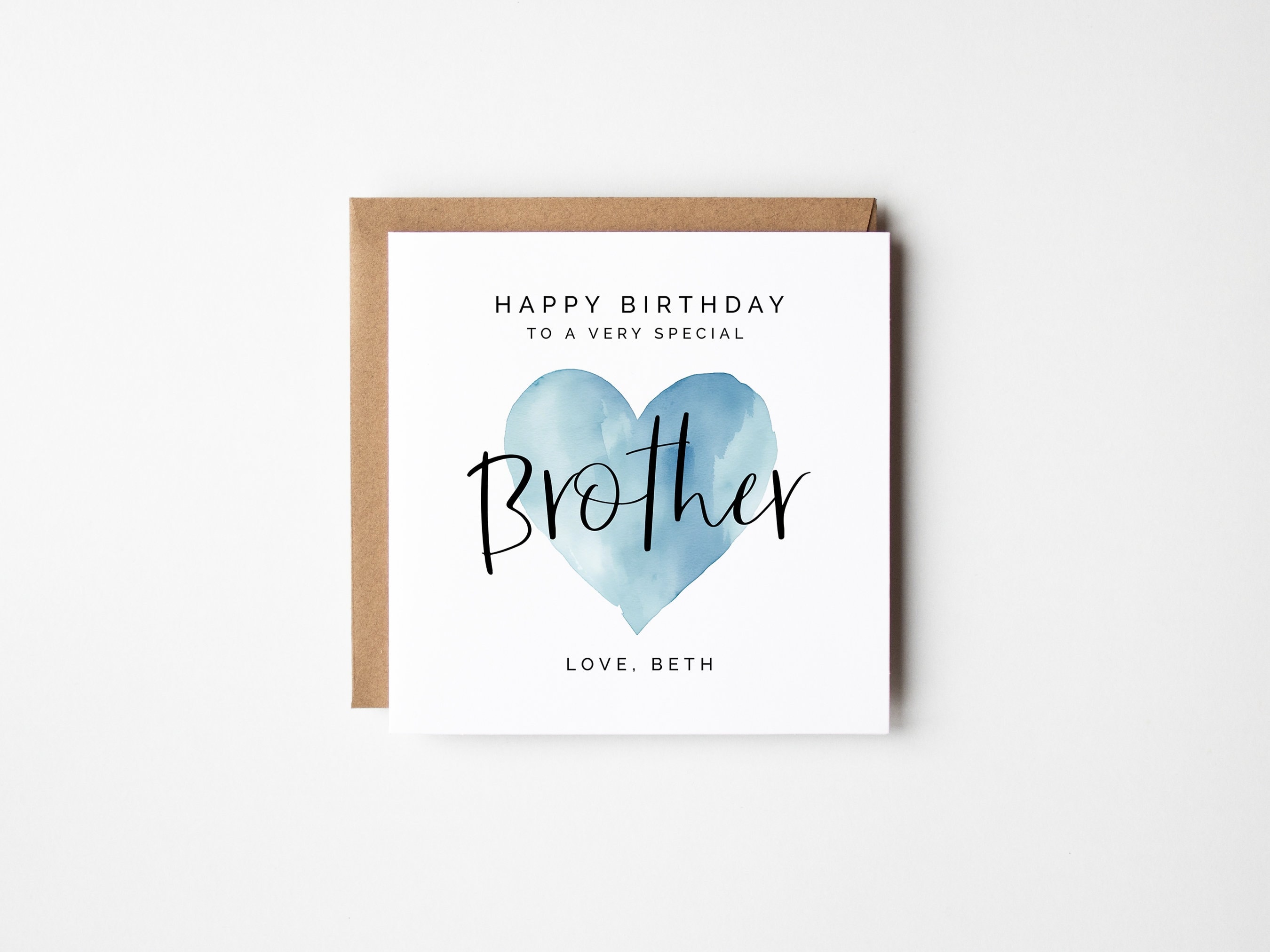 brother オリジナルカード Brother Birthday Card, Printable Editable Personalized Blue