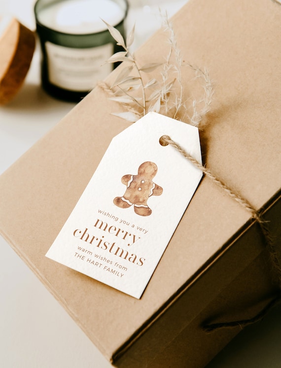 Gingerbread Man Christmas Gift Tag Template Printable Cute Holiday Favor Tags Editable Christmas Treat Gift Tags Instant Download Favor Tags