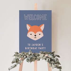 Woodland Fox Birthday Welcome Sign, Boys Party Instant Download ...