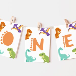 Dinosaur High Chair Banner, Dinosaur 1st Birthday Boy Highchair ONE Banner Printable T-rex Dino Jurassic Party Decor DIY Digital Banner Z306