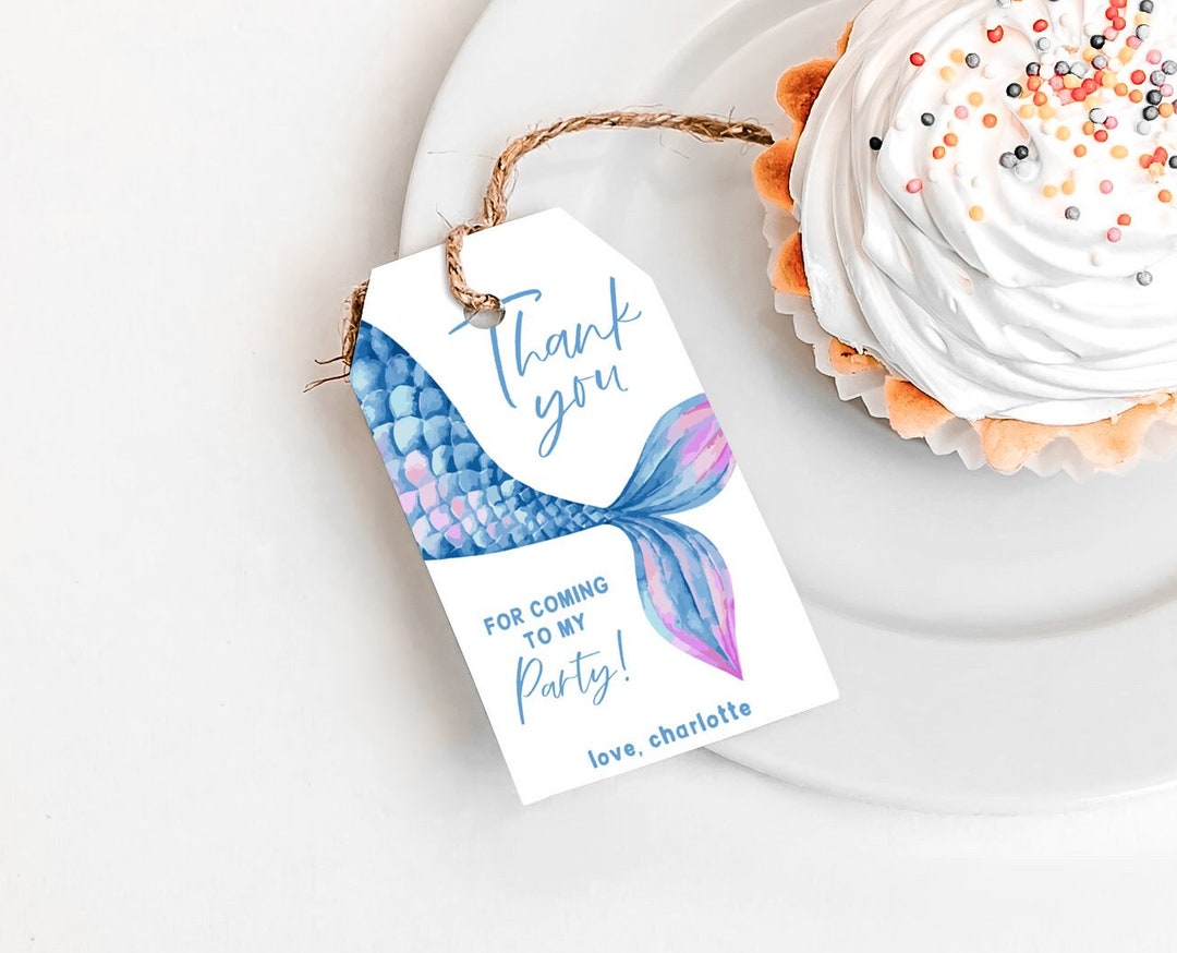 Mermaid Birthday Favor Tags Under the Sea Thank You Tags Editable ...
