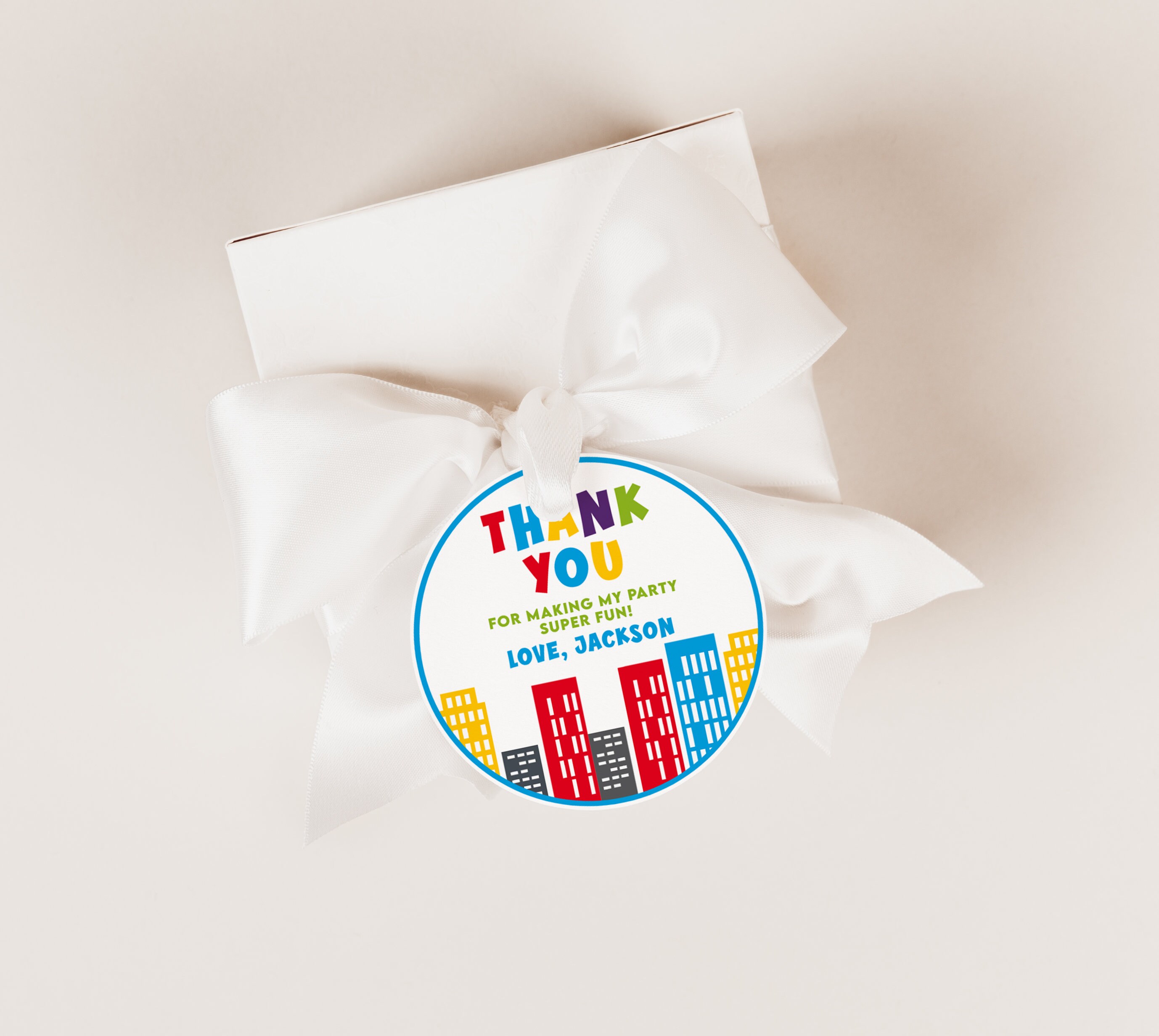 Superhero Thank You Tag Template - Editable Printable Round Circle ...