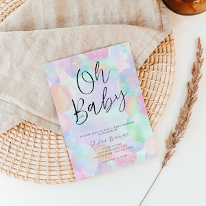 Rainbow Baby Shower Invitation, Instant Download Tie Dye Editable