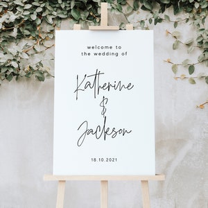 Minimalist Wedding Welcome Sign, Welcome Wedding Sign, Modern Wedding Sign, Script Wedding Welcome sign, Romantic Elegant Simple Sign WED51