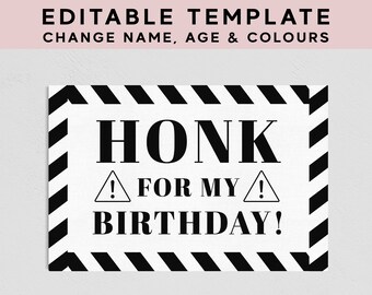 Quarantine Party Poster INSTANT DOWNLOAD Birthday Sign Printable Happy Birthday Yard Sign Drive By Party Honk It's My Birthday Lawn Sign