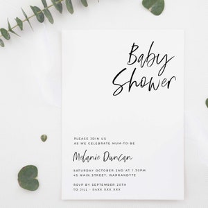 Modern Baby Shower Invitation INSTANT DOWNLOAD Template Minimalist Baby Shower Invitation Simple Baby Shower Invites Oh Baby Invite B63