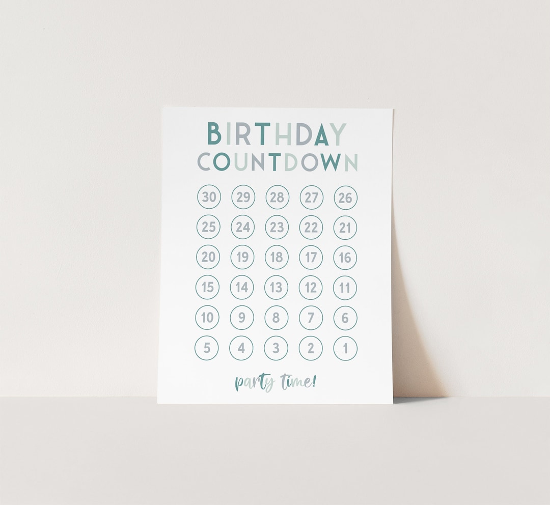 Birthday Countdown Printable Template, Kids Bday Party Countdown ...