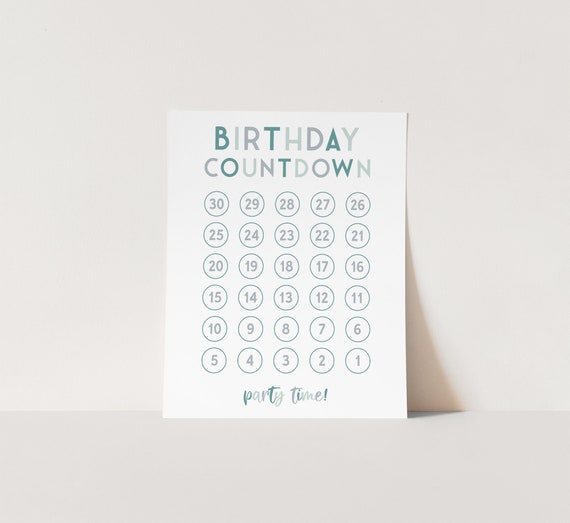 Birthday Countdown Printable Template Kids Bday Party - Etsy