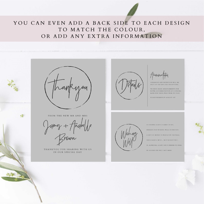 CIRCLE GREY Suite wedding invitation suite Full suite printable wedding suite DIY editable template instant download package
