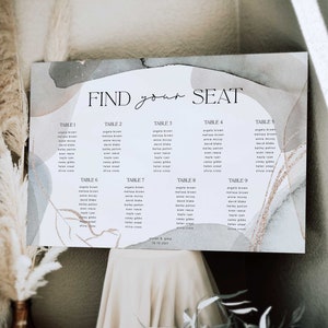 Seating Chart Poster, Wedding Seating Chart Sign, Find Your Seat Sign, Table Seating Chart, Editable Wedding Seating Sign, Minimalist WED65