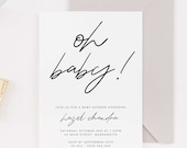 Modern Baby Shower Invitation INSTANT DOWNLOAD Template Minimalist Baby Shower Invitation Simple Baby Shower Invites Oh Baby Invite B76