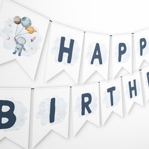 Outer Space Birthday Banner Outer Space Birthday Party Decorations Astronaut Birthday Banner Rocket Ship Banner Printable Planets Sign Z292