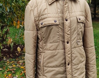 Vintage 80s Nylon Puffer Jacket, Hooded Retro Coat - Size M