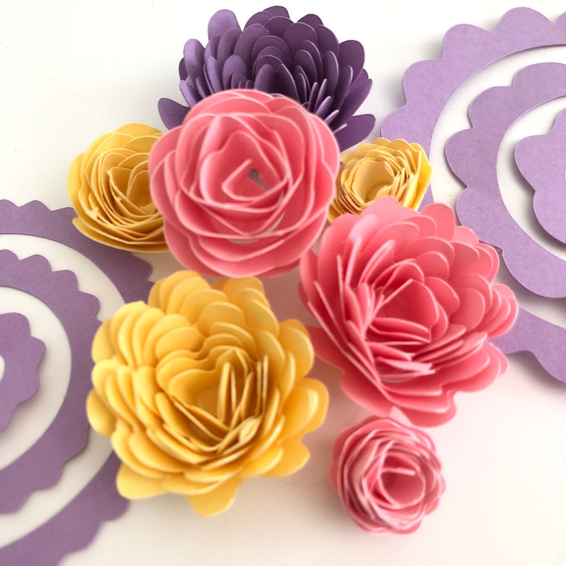 Paper Flowers SVG File Silhouette Studio Cameo DIY Rolled Etsy