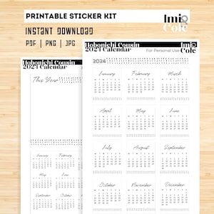 Kit para impressão do primo Hobonichi mais doente | Kit de adesivos resumidos do ano 2023 2024 2025 | Também cabe no planejador comum A5