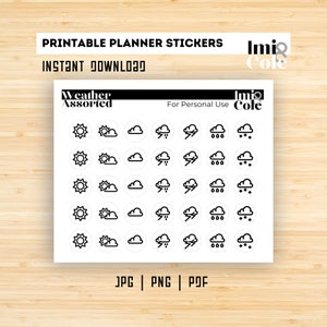 Stickers imprimables | MÉTÉO ASSORTIES Mini-icônes