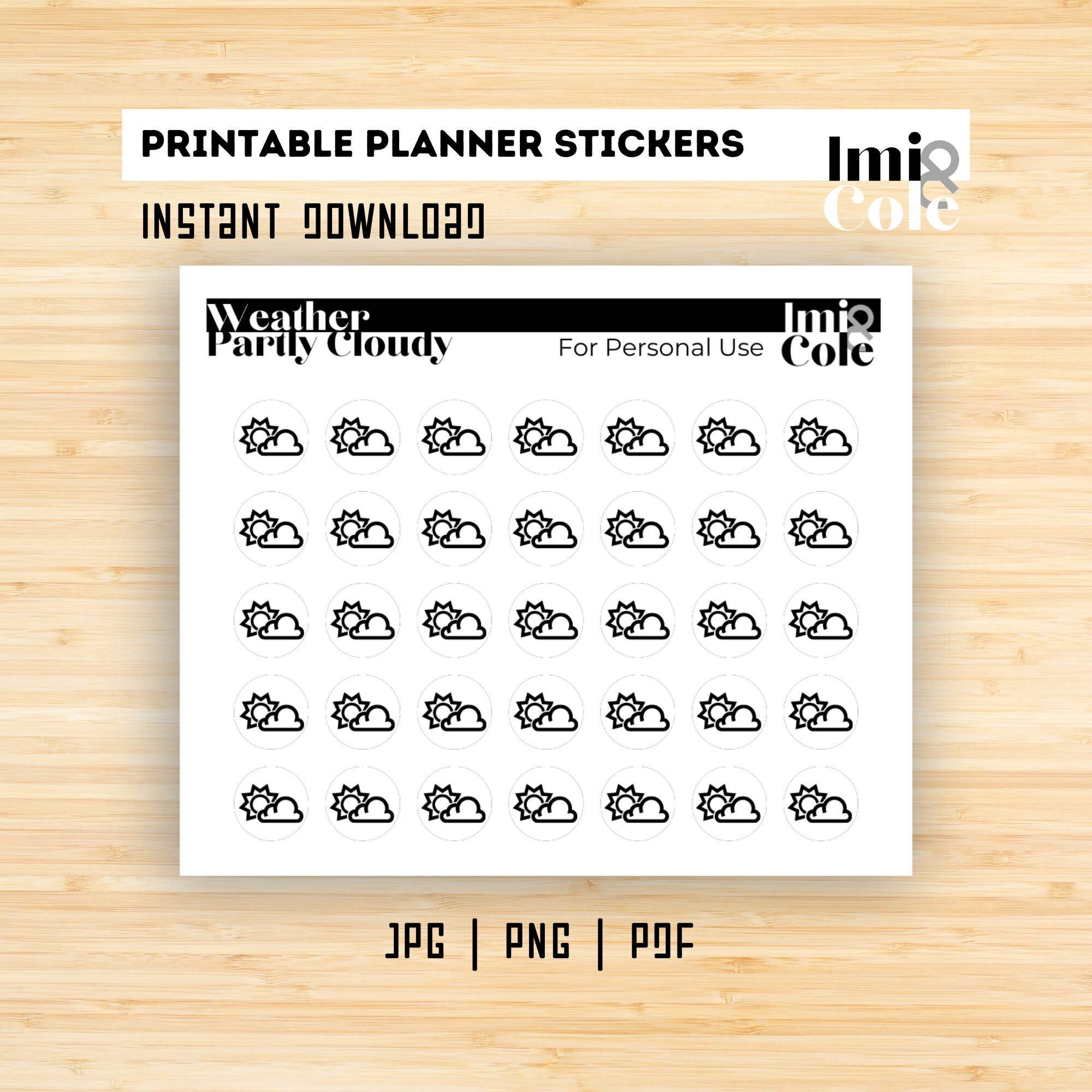 Printable Stickers | PARTLY CLOUDY Mini Icons