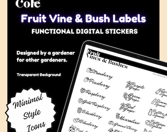 Adesivos de frutas e vegetais para jardim | Ícones para planner (Download digital)