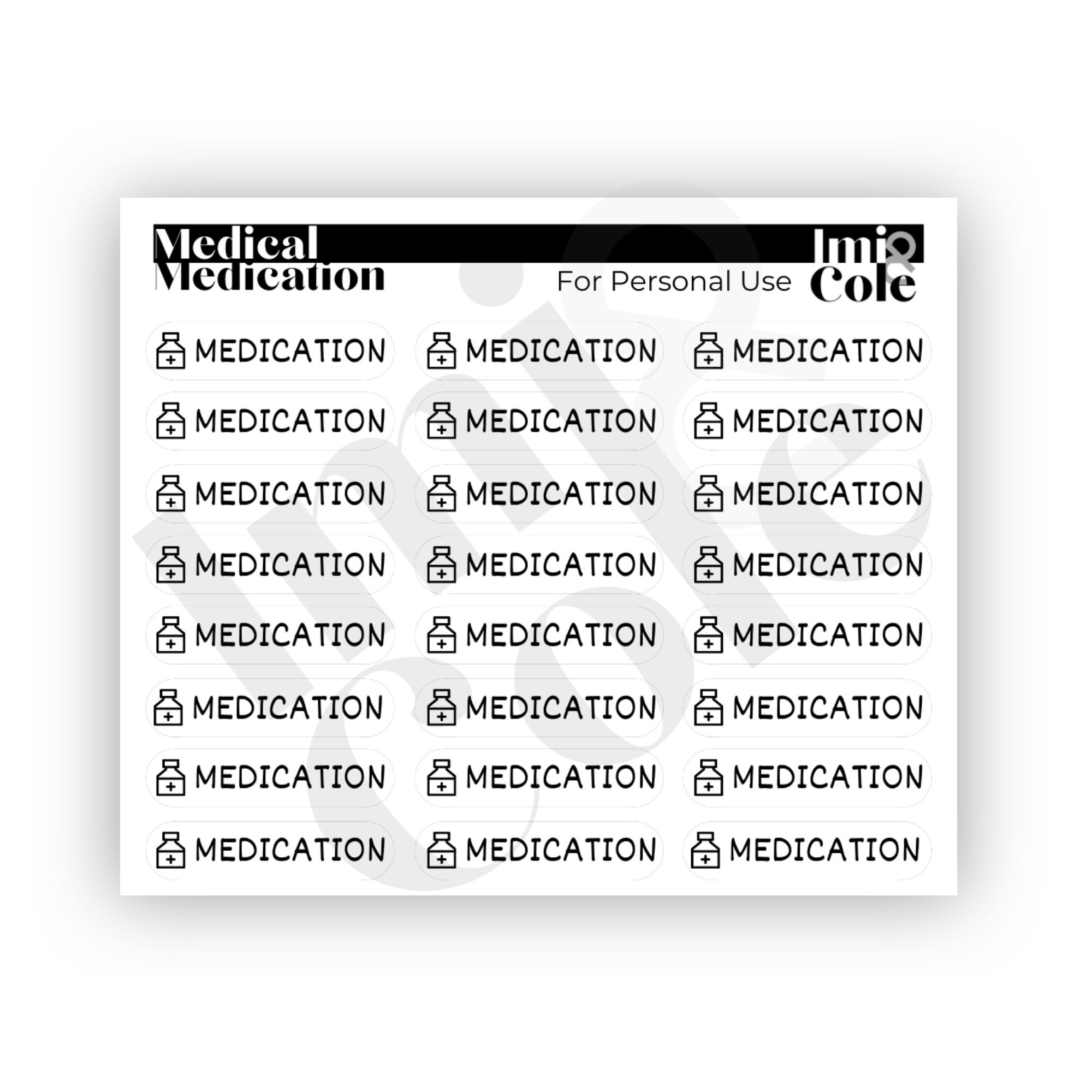Medication Script Signs Printable Stickers | MEDICATION Mini Icon + Script - Etsy