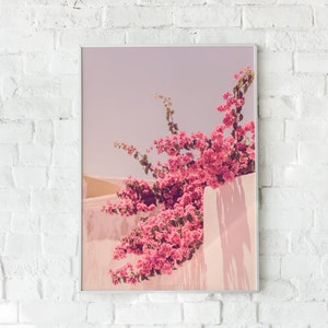 Bougainvillea Poster, Pink Floral Art Print, Greece Art Print, Printable Wall Art, Boho Art Print, Bougainvillea Photograph, Floral Poster