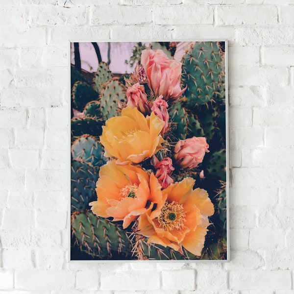 Cactus Flower Art Print, Desert Flower Art Print, Cactus Flower Photo, Botanical Flower Art, Desert Cactus Art Print, Printable Wall Art