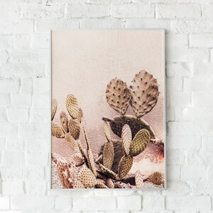 Prickly Pear Cactus Art Print, Succulent Wall Art, Desert Print, Pastel Art, Pink Wall Art, Boho Wall Decor, Cactus Plant, Living Room Art