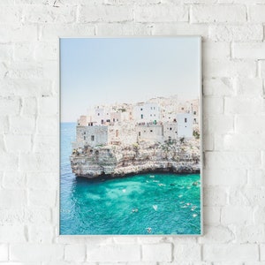 Mediterranean Ocean Art Print, Ocean Wall Art, Greek Beach Art Print, Printable Wall Art, Bathroom Wall Art, Mediterranean Beach