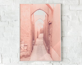 Blush Pink Art Print, Mediterranean Wall Art, Printable Wall Art, Boho Wall Decor, Architecture Print, Digital Art, Blush Pink Wall Art