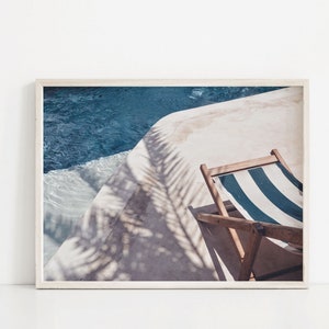 Beach Chair Art Print, Beach Wall Decor, Tropical Art Print, Coastal Wall Decor, Beach House Art, Printable Wall Art, Digital Art, Greek Art
