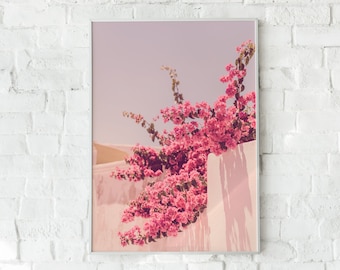 Bougainvillea Poster, Pink Floral Art Print, Greece Art Print, Printable Wall Art, Boho Art Print, Bougainvillea Photograph, Floral Poster