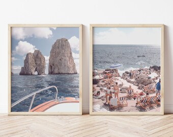 Amalfi Coast Print Set of 2, Italy Art Print Set, Italy Wall Art, Printable Wall Art, Italian Wall Art, Positano Print, Mediterranean Art