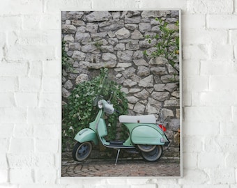 Vintage Vespa Art Print, Printable Wall Art, Art Print, Boys Room Decor, Vintage Art Print, Vespa Scooter, Italy Wall Art, Car Art Print